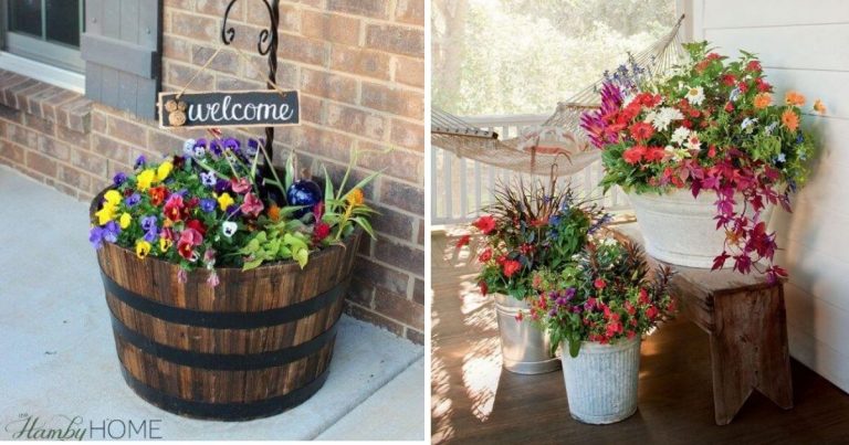 21 Front Porch Decorating Ideas With Recycled Planters
