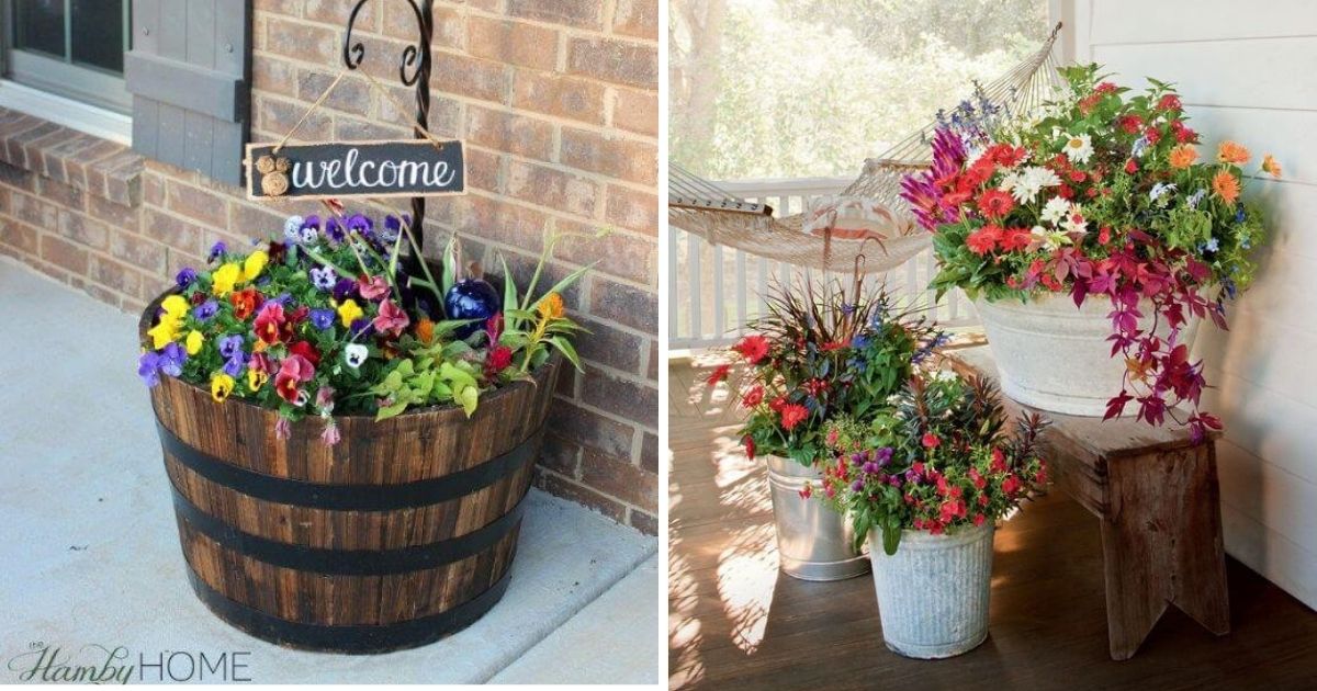 21 Front Porch Decorating Ideas With Recycled Planters