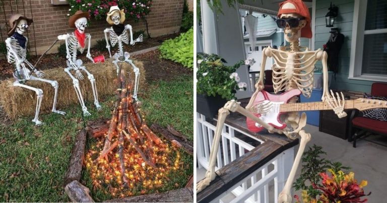 27 Funny Yard Halloween Skeleton Display Ideas