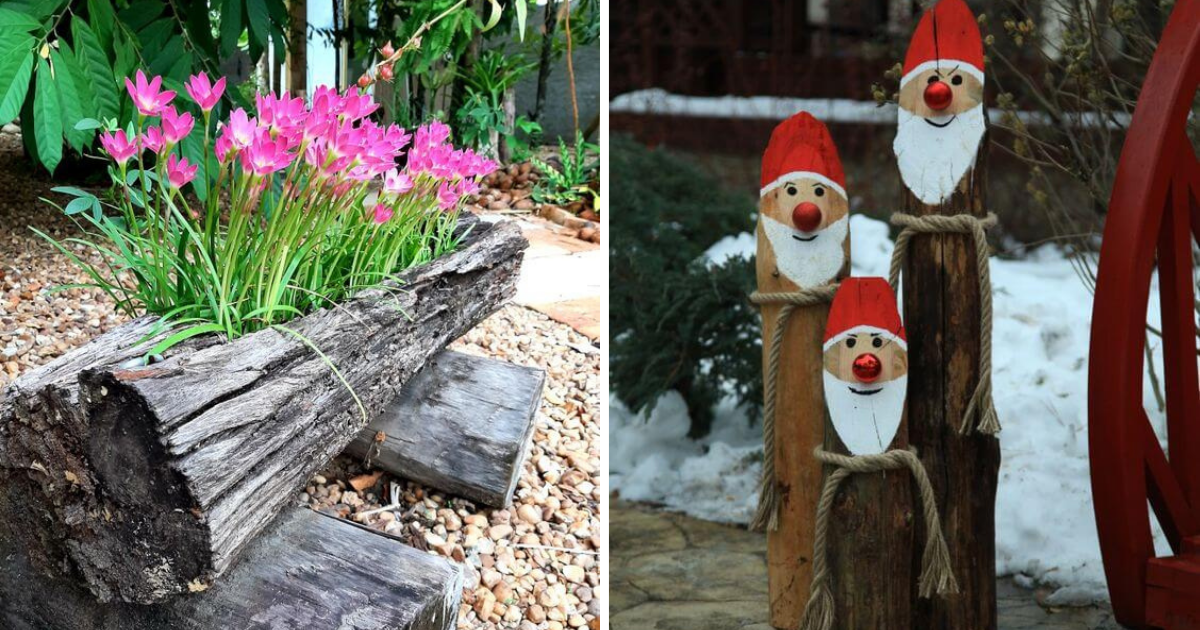Garden Decoration Ideas By Using Branches and Logs