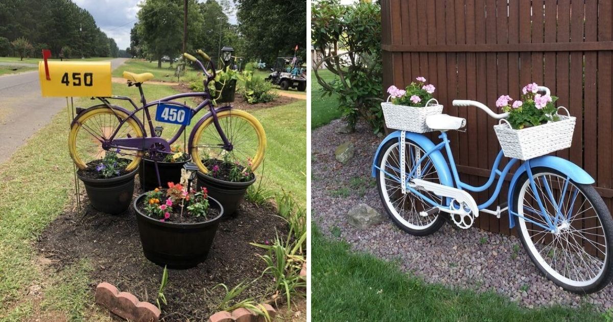 45 Adorable Yard Landscapes Inspired By Using Old Bicycles