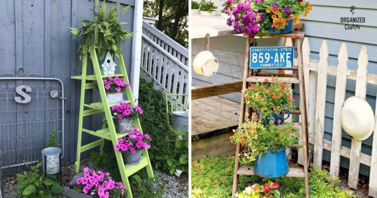 36 Stunning Landscaping Ideas Using Old Ladders