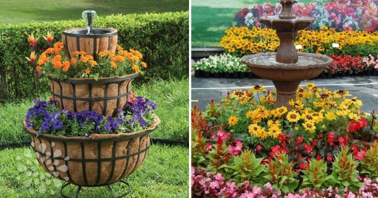 26 Unique Ways To Recycle Broken Fountains And Bird Baths Into Stunning Planters