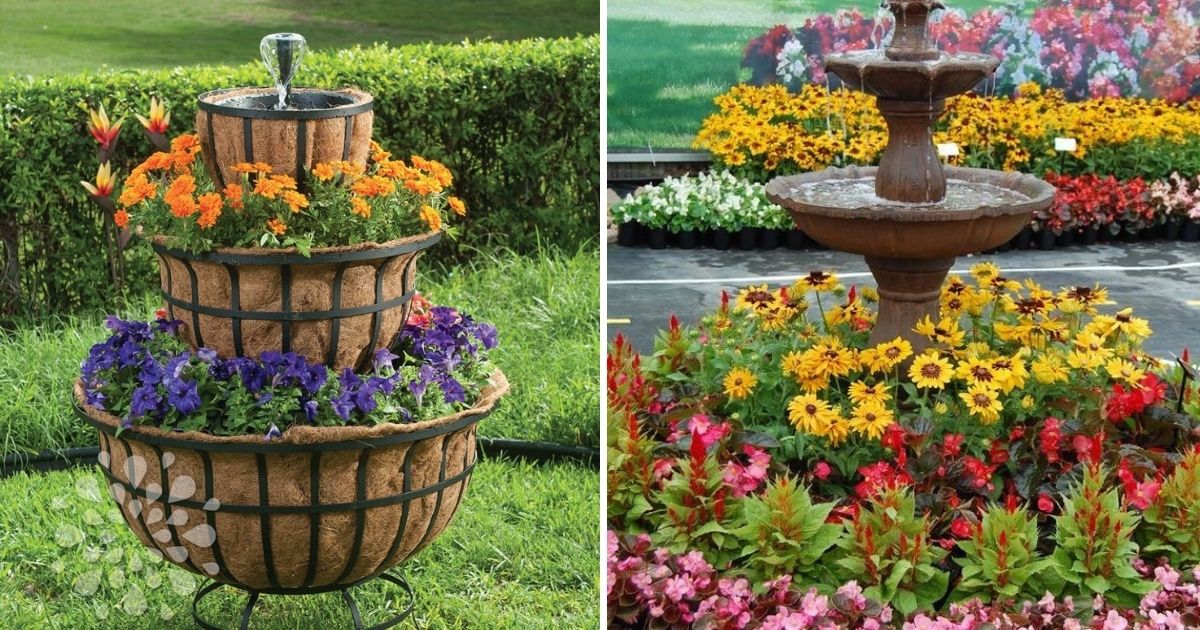 26 Unique Ways To Recycle Broken Fountains And Bird Baths Into Stunning Planters